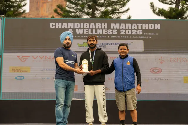 A trophy presentation on the stage