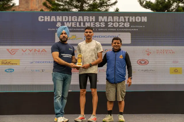 A trophy presentation on the stage