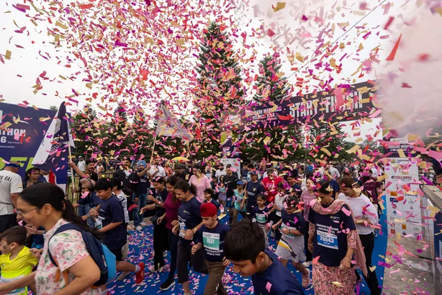 A burst of confetti over the crowd