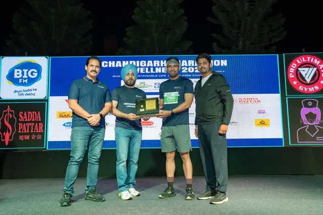 A trophy presentation on the stage