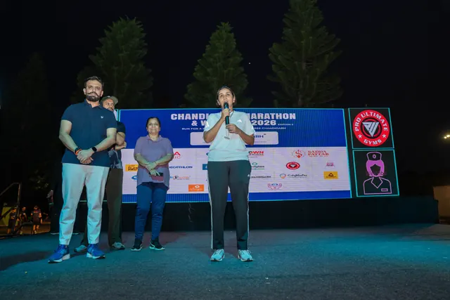 A woman speaking on the stage